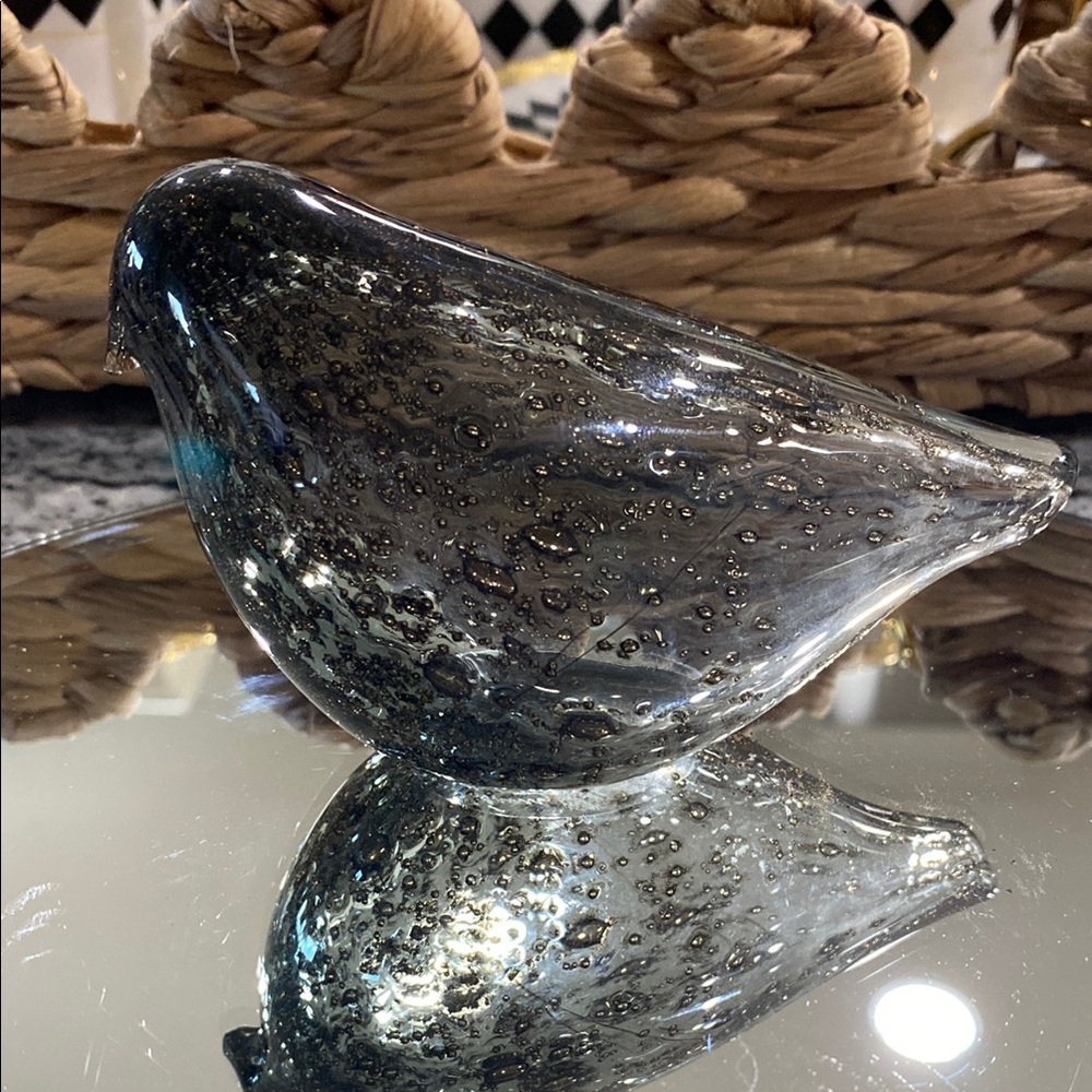Vintage Kaj Franck Nuutajarvi Handblown Glass Bird Woodcock in Smoky Gray KF-224
